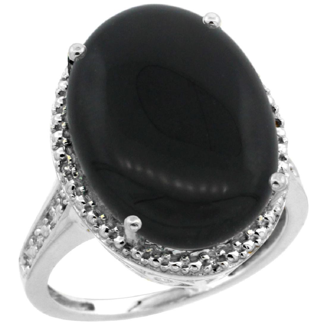 Natural 6.28 ctw Onyx & Diamond Engagement Ring 10K: REF-41G6M ---- SKU:SC-CW917108 ---- Manufacturer's Suggested Retail Price - $1300.00 ---- Natural 6.28 ctw Onyx & Diamond Engagement Ring 10K White GoldGemstone: Natural Oval-shape Onyx @ 6.24 ctwDiam