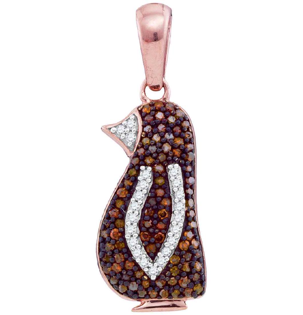 0.25 CTW Red Color Diamond Penguin Bird Pendant 10KT: REF-26M9H- SKU: GD93441 ---- 0.25 CTW Red Color Diamond Penguin Bird Pendant 10KT Rose Gold Manufacturer's Suggested Retail Price: $1060.00 Mainstone Type: Colored Red Diamond @ 0.18ct Mainstone Color