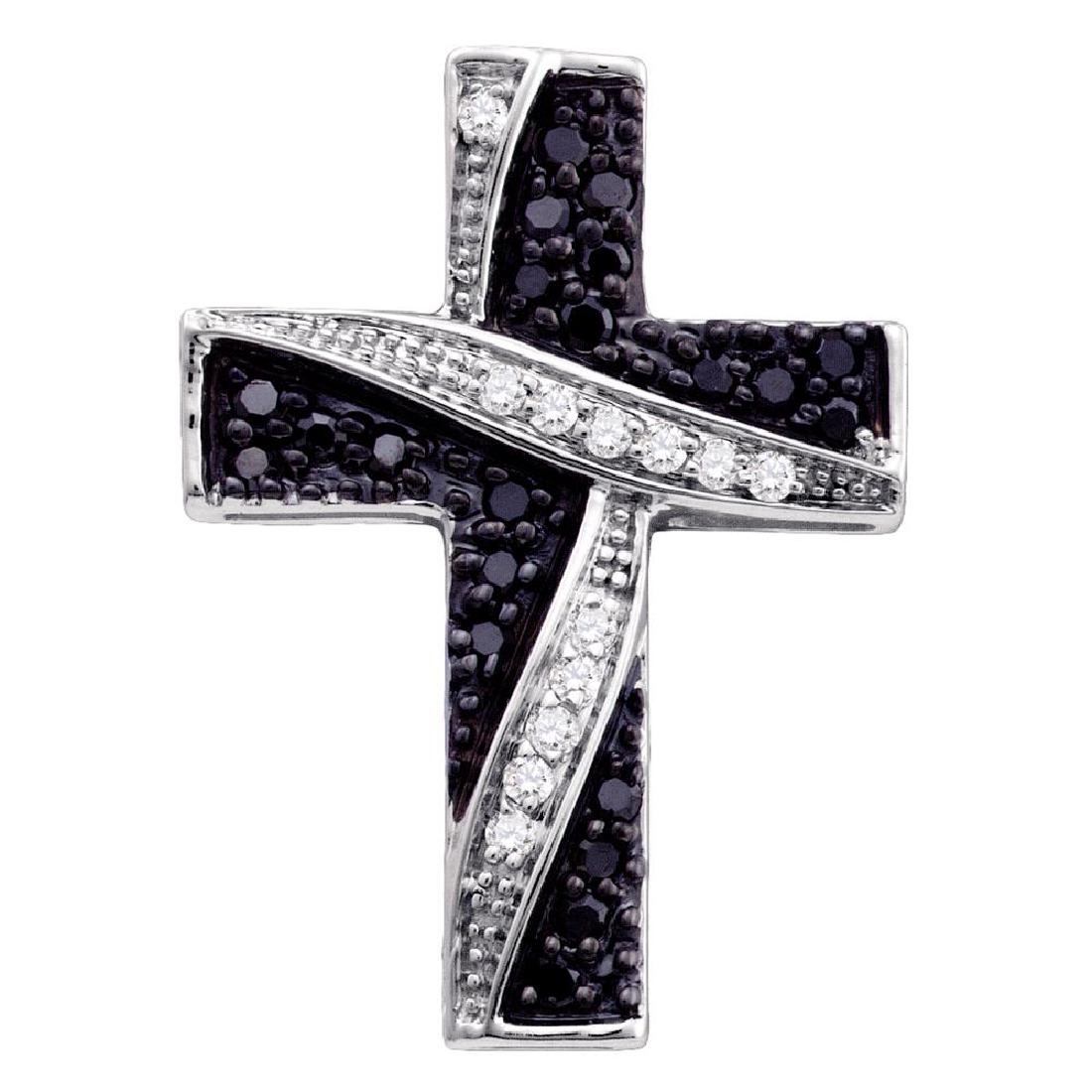 0.25 CTW Black Color Diamond Cross Crucifix Charm: REF-19W4K- SKU: GD66738 ---- 0.25 CTW Black Color Diamond Cross Crucifix Charm Pendant 14k White Gold Manufacturer's Suggested Retail Price: $760.00 Mainstone Type: Colored Black Diamond @ 0.15ct Main