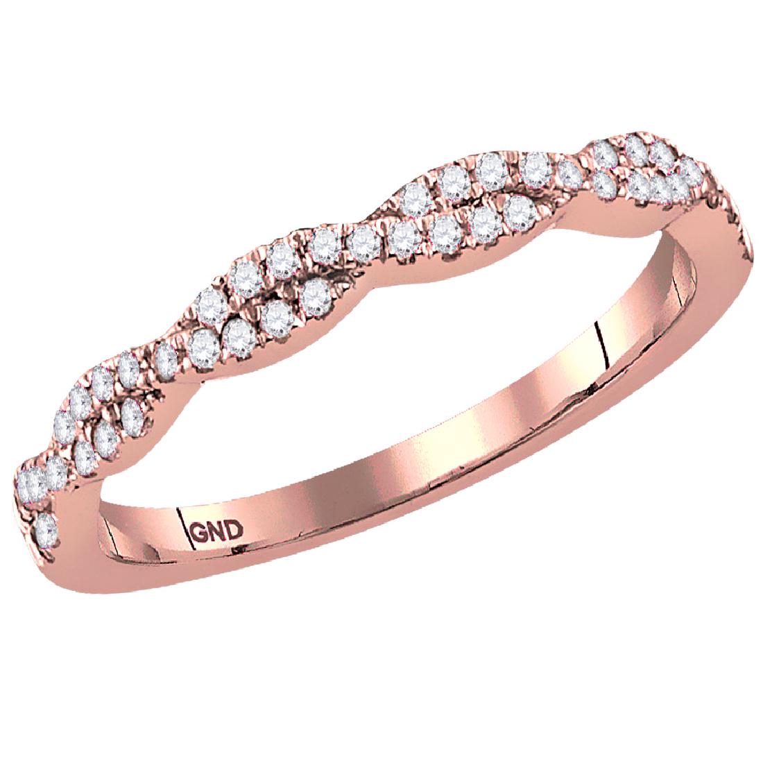 0.24 CTW Diamond Woven Stackable Ring 10KT Rose Gold -: REF-26H9M- SKU: GD118245 ---- 0.24 CTW Diamond Woven Stackable Ring 10KT Rose Gold Manufacturer's Suggested Retail Price: $1060.00 Mainstone Type: Diamond @ 0.24ct Mainstone Color: H-I Mainstone Clari