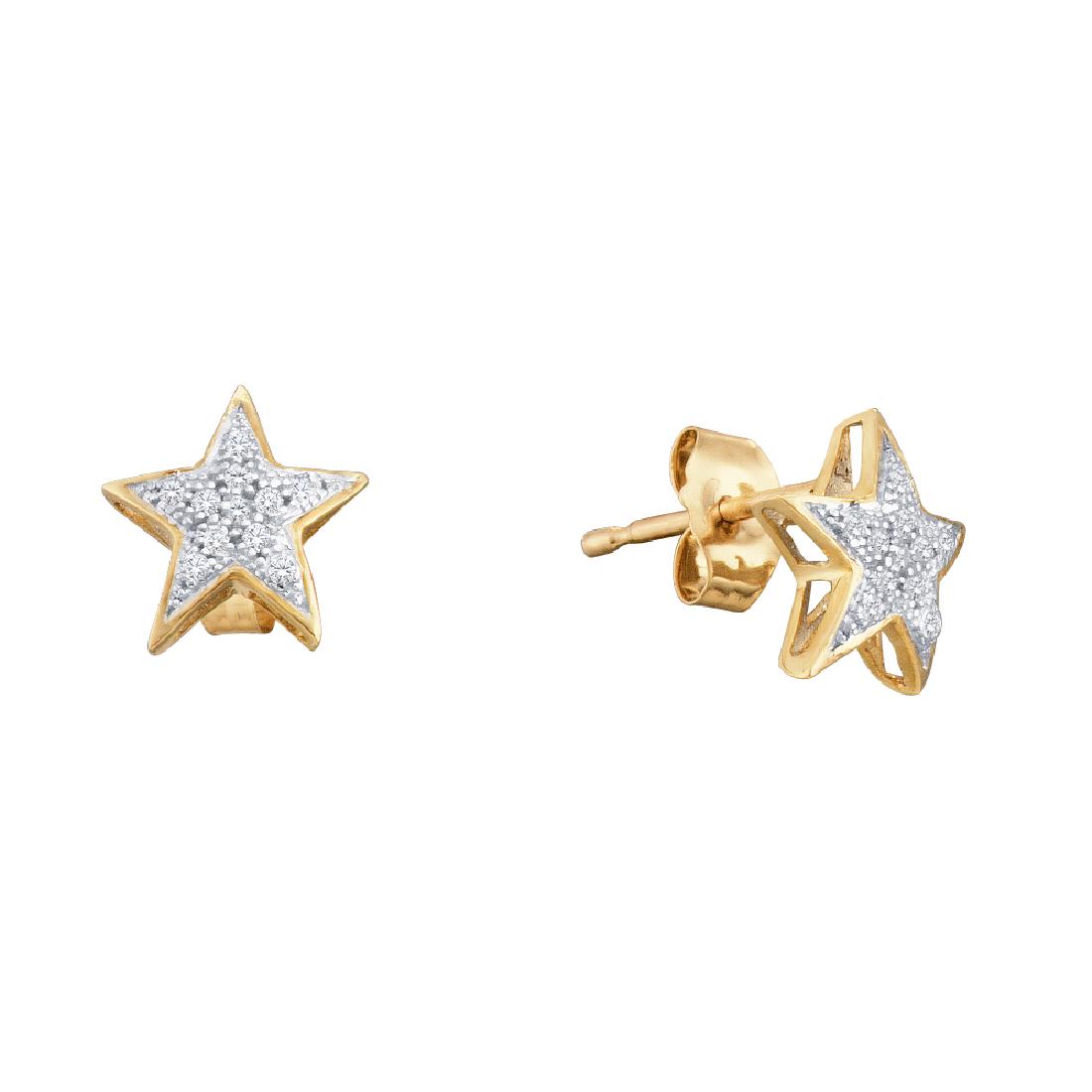 0.05 CTW Diamond Star Cluster Screwback Earrings 10KT: REF-8K9W- SKU: GD50105 ---- 0.05 CTW Diamond Star Cluster Screwback Earrings 10KT Yellow Gold Manufacturer's Suggested Retail Price: $350.00 Mainstone Type: Diamond @ 0.05ct Mainstone Color: J-K Mains