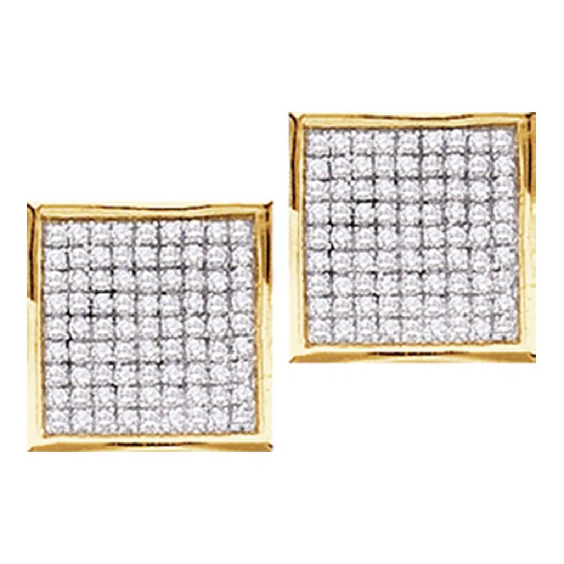 0.05 CTW Diamond Square Cluster Stud Earrings 10KT: REF-4M5H- SKU: GD54344 ---- 0.05 CTW Diamond Square Cluster Stud Earrings 10KT Yellow Gold Manufacturer's Suggested Retail Price: $180.00 Mainstone Type: Diamond @ 0.05ct Mainstone Color: J-K Mainston