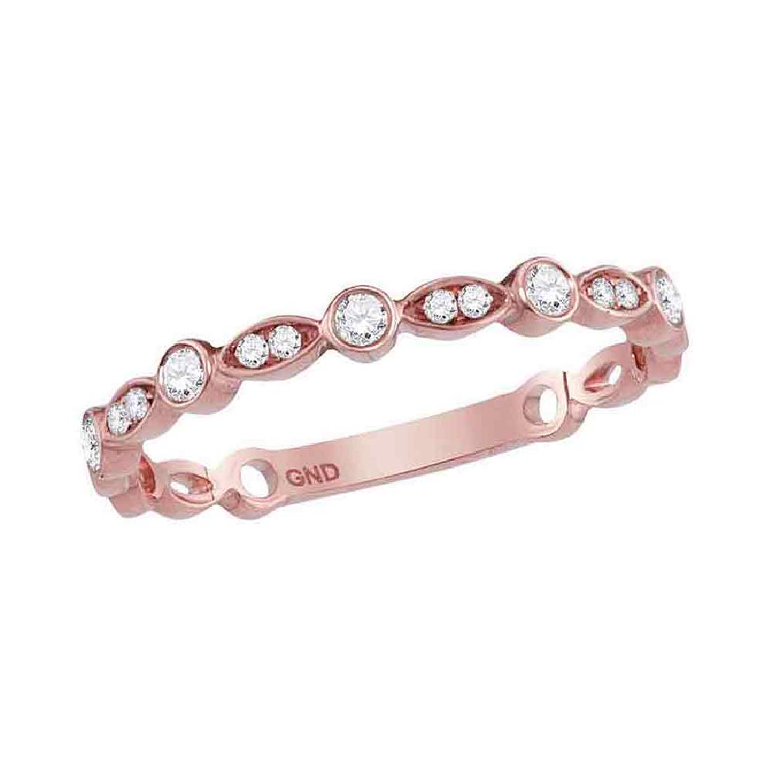 0.15 CTW Diamond Stackable Ring 10KT Rose Gold -: REF-16K4W- SKU: GD118097 ---- 0.15 CTW Diamond Stackable Ring 10KT Rose Gold Manufacturer's Suggested Retail Price: $650.00 Mainstone Type: Diamond @ 0.15ct Mainstone Color: H-I Mainstone Clarity: I2-