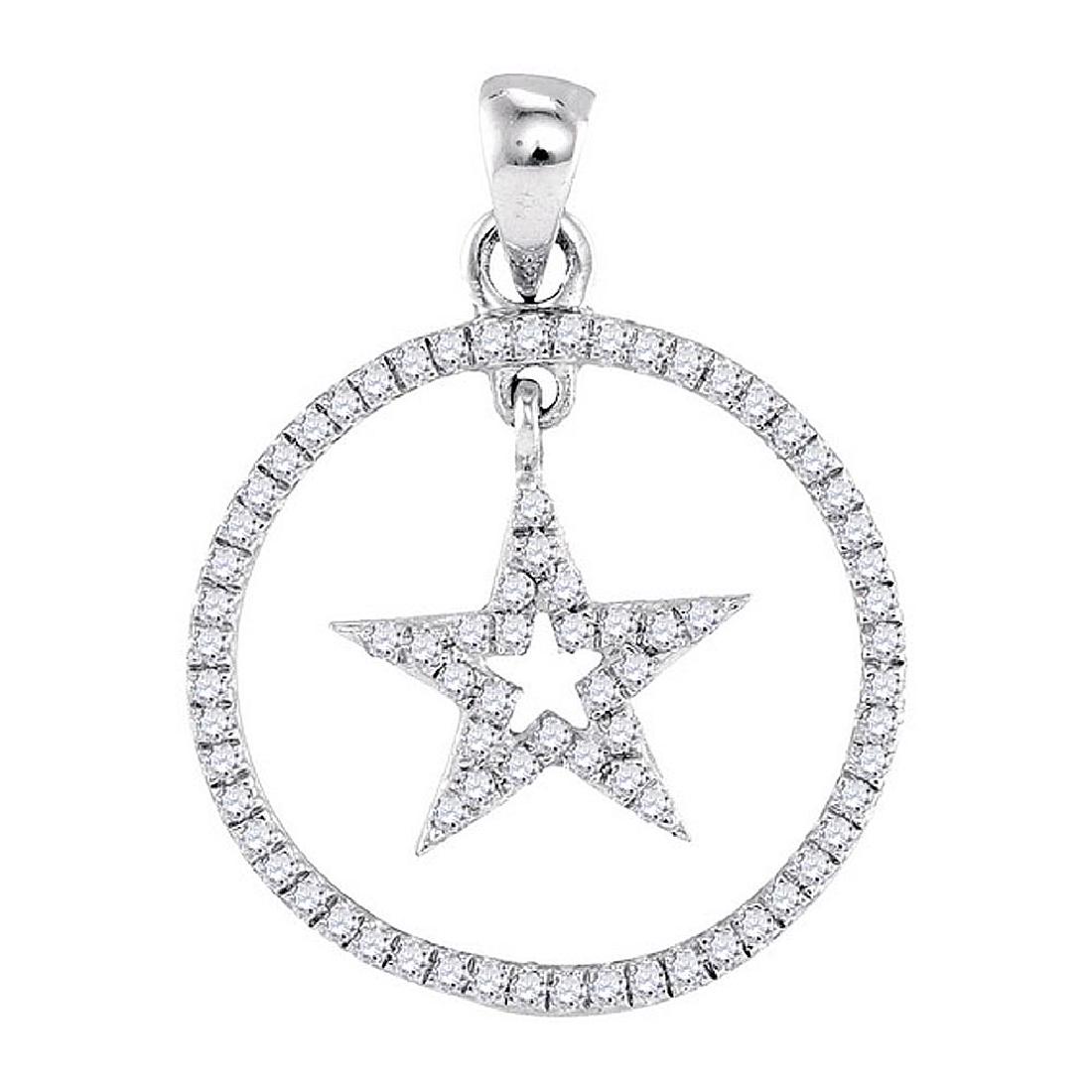 0.25 CTW Diamond Dangling Star Circle Pendant 10KT: REF-18N2F- SKU: GD98654 ---- 0.25 CTW Diamond Dangling Star Circle Pendant 10KT White Gold Manufacturer's Suggested Retail Price: $710.00 Mainstone Type: Diamond @ 0.25ct Mainstone Color: H-I Mainston
