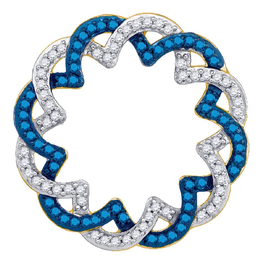0.33 CTW Blue Color Diamond Circle Pendant 10KT Yellow: REF-22N4F- SKU: GD80459 ---- 0.33 CTW Blue Color Diamond Circle Pendant 10KT Yellow Gold Manufacturer's Suggested Retail Price: $880.00 Mainstone Type: Colored Blue Diamond @ 0.16ct Mainstone Color: B