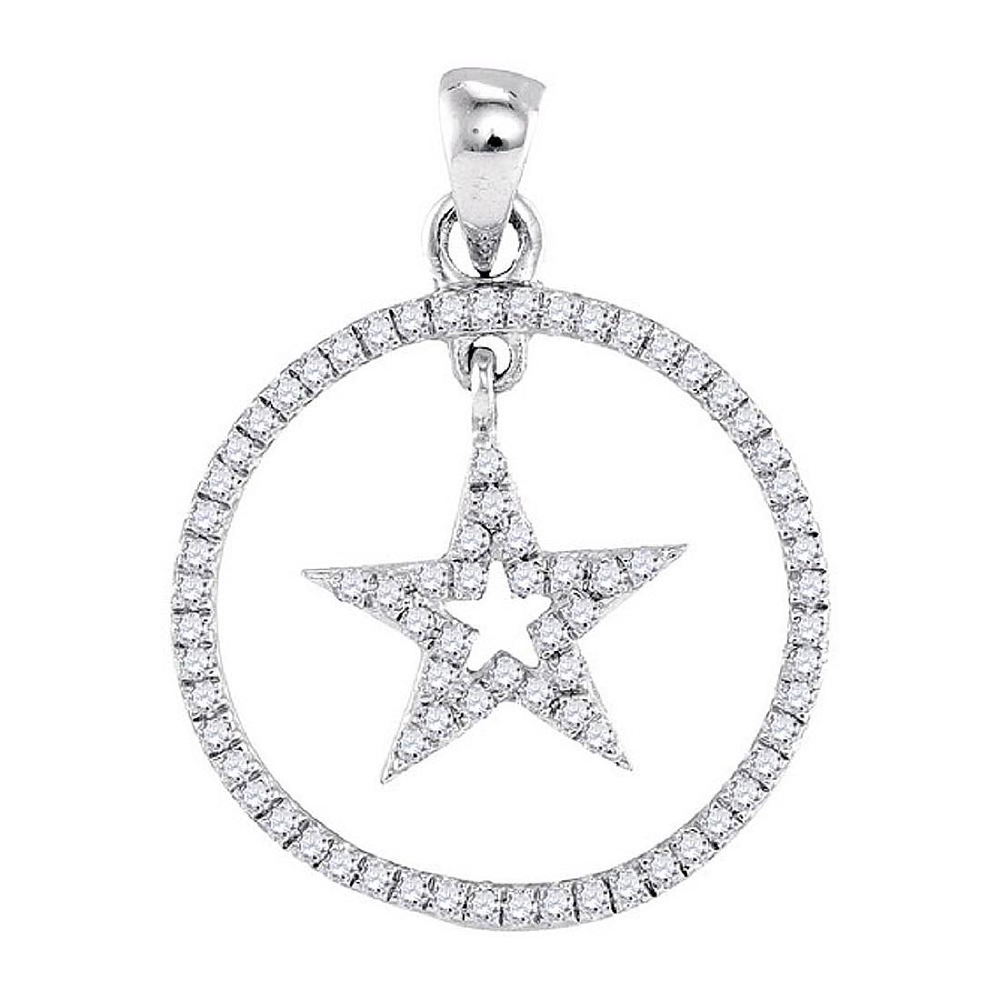 0.25 CTW Diamond Dangling Star Circle Pendant 10KT: REF-18N2F- SKU: GD98654 ---- 0.25 CTW Diamond Dangling Star Circle Pendant 10KT White Gold Manufacturer's Suggested Retail Price: $710.00 Mainstone Type: Diamond @ 0.25ct Mainstone Color: H-I Mainston
