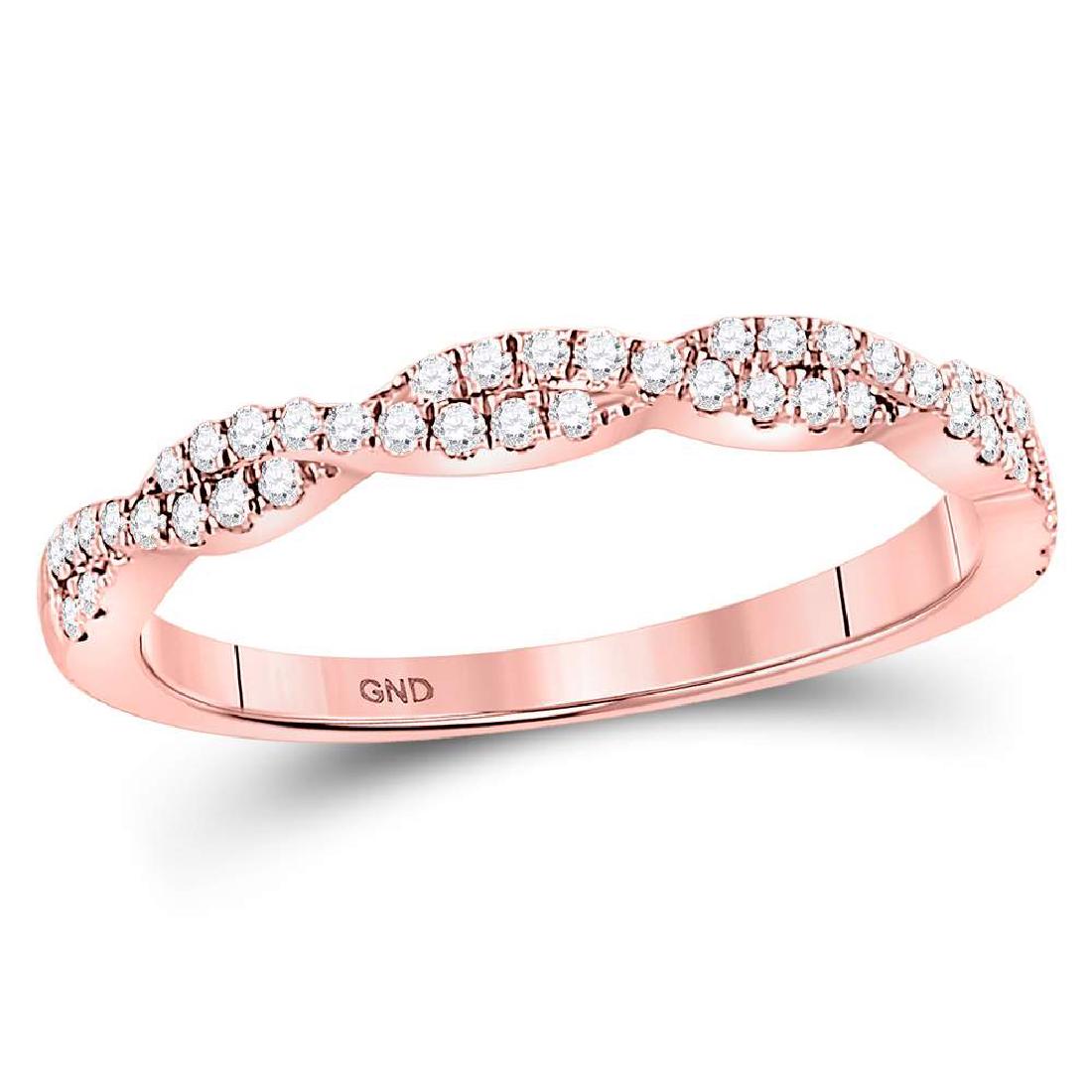 0.24 CTW Diamond Woven Stackable Ring 10KT Rose Gold -: REF-26H9M- SKU: GD118245 ---- 0.24 CTW Diamond Woven Stackable Ring 10KT Rose Gold Manufacturer's Suggested Retail Price: $1060.00 Mainstone Type: Diamond @ 0.24ct Mainstone Color: H-I Mainstone Clari
