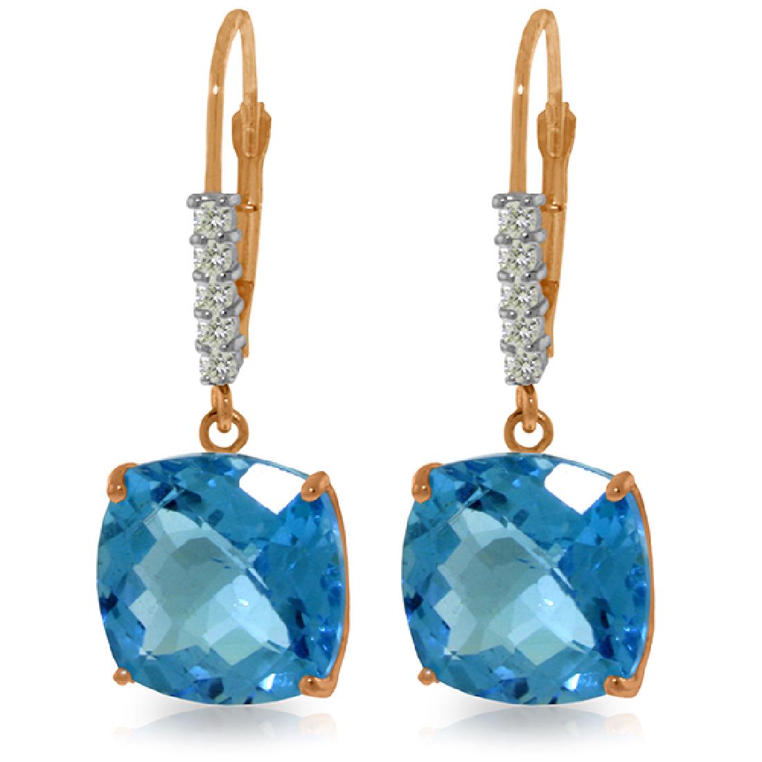 Genuine 7.35 ctw Blue Topaz & Diamond Earrings Jewelry
