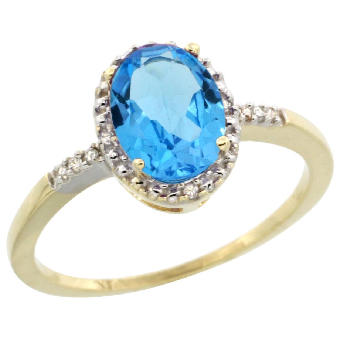 Natural 1.2 ctw Swiss-blue-topaz & Diamond Engagement: REF-16V9F ---- SKU:SC-CY904113 ---- Manufacturer's Suggested Retail Price - $600.00 ---- Natural 1.20 ctw Swiss-blue-topaz & Diamond Engagement Ring 10K Yellow GoldGemstone: Natural Oval-shape Swiss-b