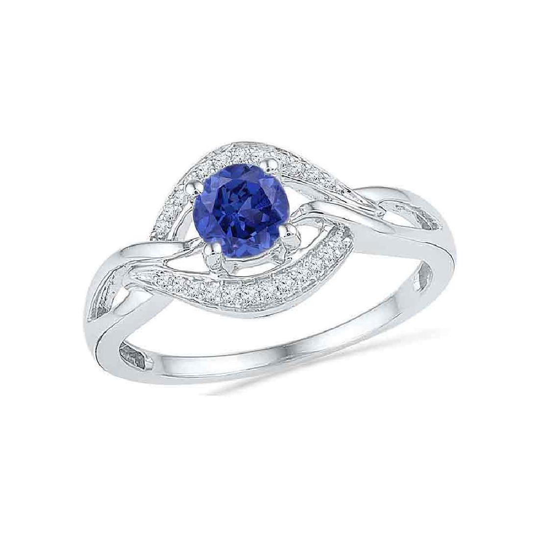 0.60 CTW Created Blue Sapphire Solitaire Woven Ring: REF-18N2F- SKU: GD100370 ---- 0.60 CTWCreated Blue Sapphire Solitaire Woven Ring 10KT White Gold Manufacturer's Suggested Retail Price: $710.00 Mainstone Type: Created Blue Sapphire @ 0.50ct Mainstone