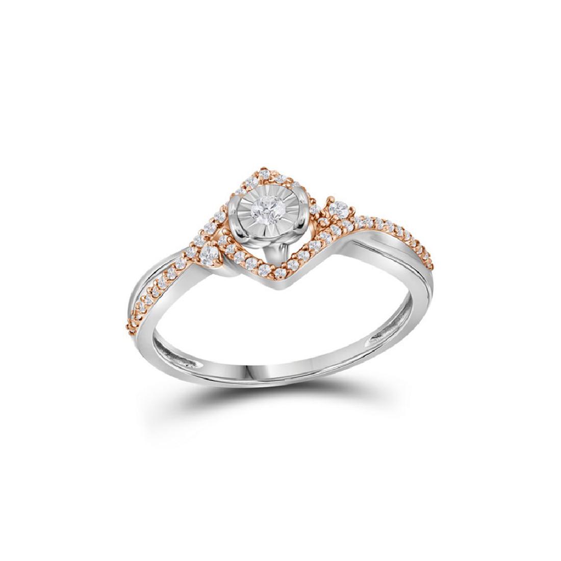 0.20 CTW Diamond Solitaire Rose-Ring 10KT Two-tone Gold: REF-18K7W- SKU: GD111950 ---- 0.20 CTW Diamond Solitaire Rose-Ring 10KT Two-tone Gold Manufacturer's Suggested Retail Price: $740.00 Mainstone Type: Diamond @ 0.04ct Mainstone Color: I-J Mainstone Cla