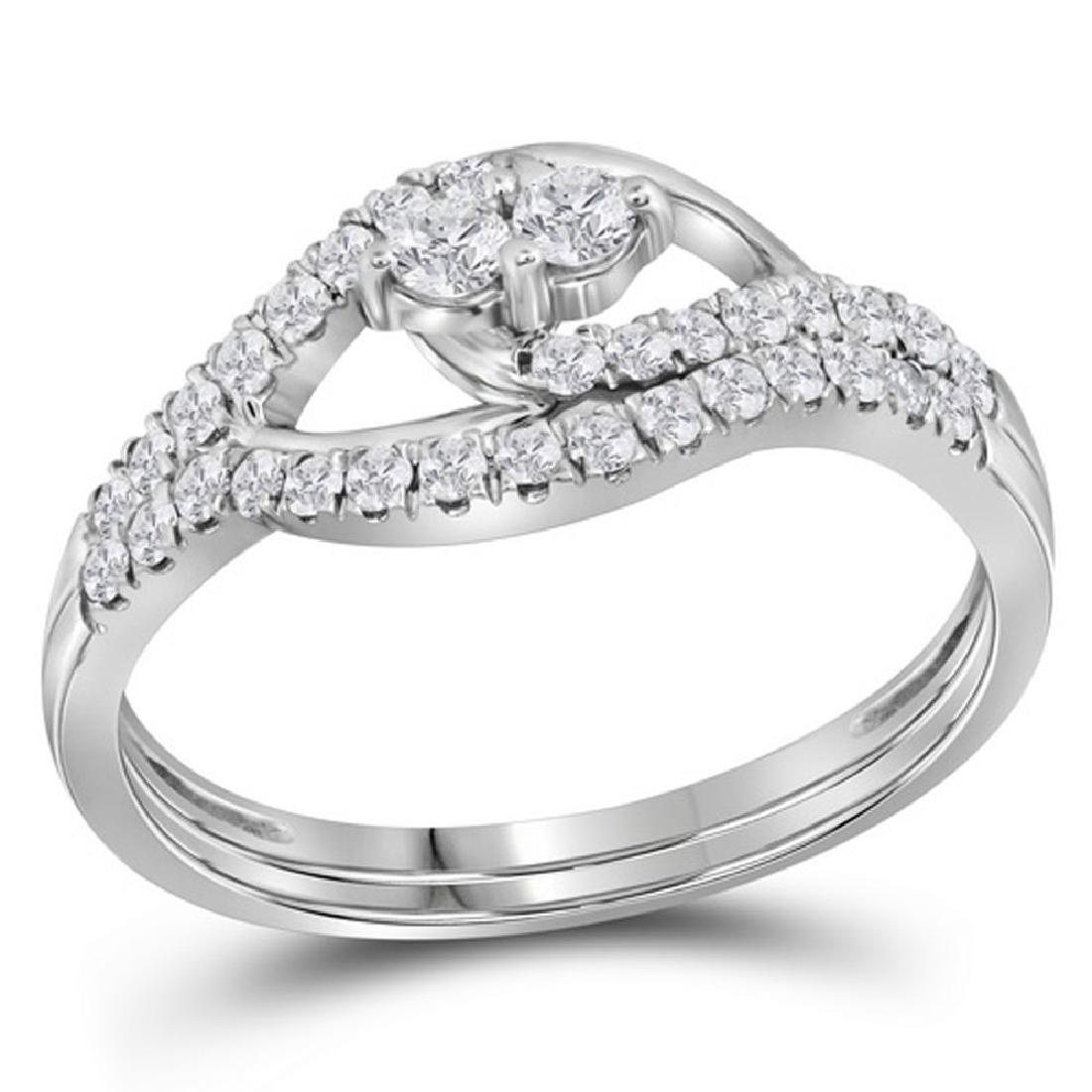 0.50 CTW Diamond 2-Stone Bridal Wedding Engagement Ring: REF-36F2N- SKU: GD112192 ---- 0.50 CTWDiamond 2-Stone Bridal Wedding Engagement Ring 10KT White Gold Manufacturer's Suggested Retail Price: $1410.00 Mainstone Type: Diamond @ 0.13ct Mainstone Color: H