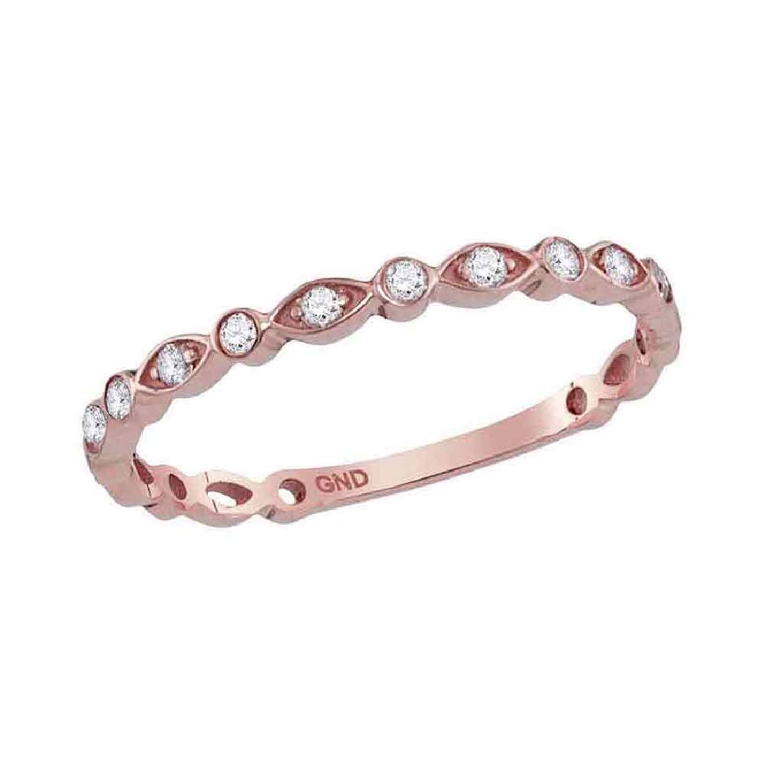 0.13 CTW Diamond Stackable Ring 14KT Rose Gold -: REF-19W4K- SKU: GD118729 ---- 0.13 CTW Diamond Stackable Ring 14KT Rose Gold Manufacturer's Suggested Retail Price: $760.00 Mainstone Type: Diamond @ 0.13ct Mainstone Color: H-I Mainstone Clarity: I2-