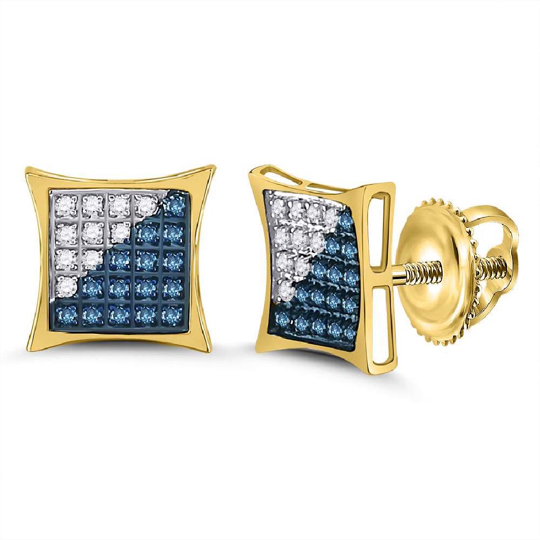 0.15 CTW Mens Blue Color Diamond Square Kite Cluster: REF-12M2H- SKU: GD55066 ---- 0.15 CTW Mens Blue Color Diamond Square Kite Cluster Earrings 10KT Yellow Gold Manufacturer's Suggested Retail Price: $470.00 Mainstone Type: Colored Blue Diamond @ 0.09ct
