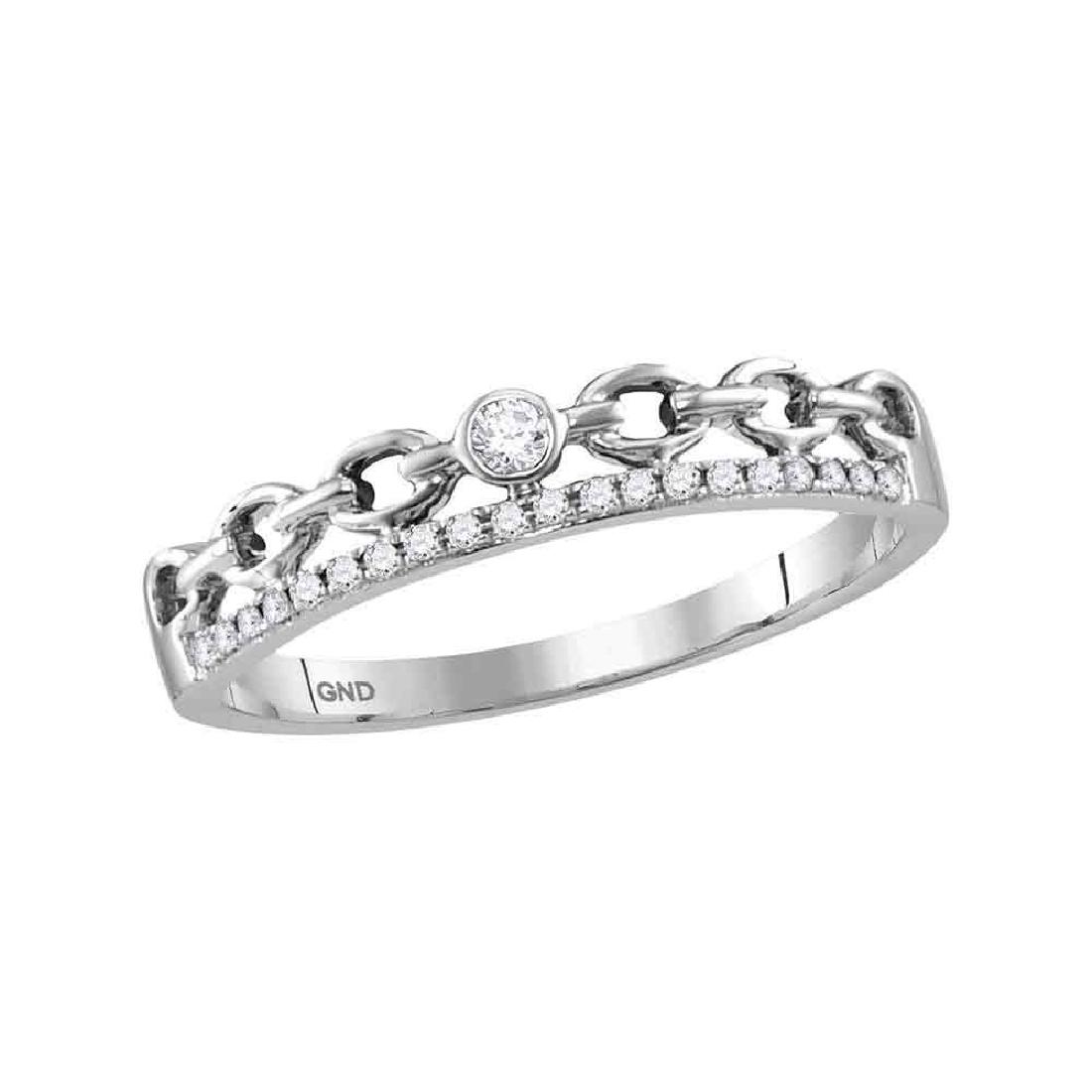 0.08 CTW Diamond Rolo Link Stackable Ring 10KT White: REF-13Y4X- SKU: GD117825 ---- 0.08 CTW Diamond Rolo Link Stackable Ring 10KT White Gold Manufacturer's Suggested Retail Price: $530.00 Mainstone Type: Diamond @ 0.08ct Mainstone Color: I-J Mainstone C