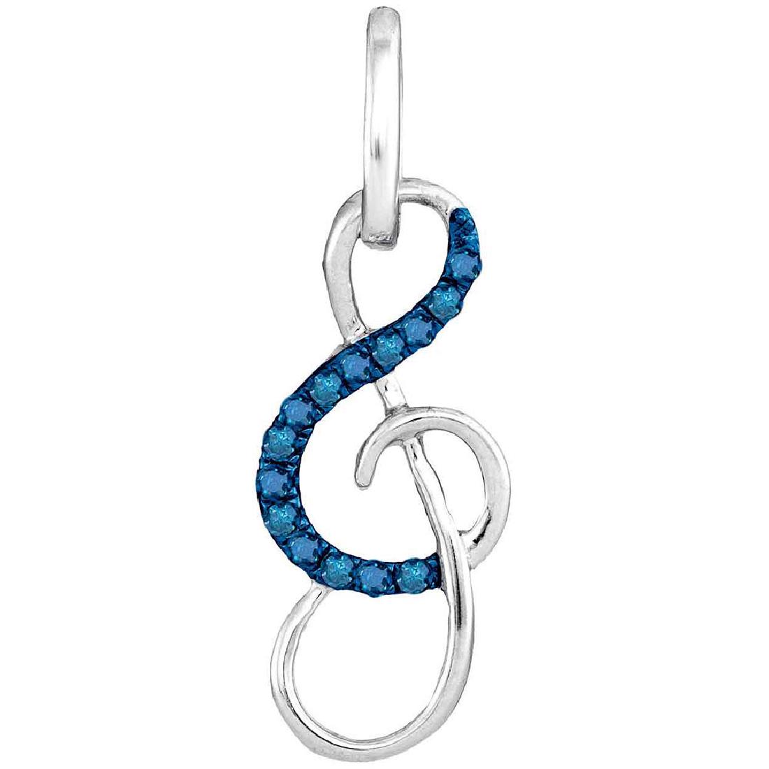 0.10 CTW Blue Color Diamond Treble Clef Music Pendant: REF-8H2M- SKU: GD94892 ---- 0.10 CTW Blue Color Diamond Treble Clef Music Pendant 10KT White Gold Manufacturer's Suggested Retail Price: $320.00 Mainstone Type: Colored Blue Diamond @ 0.10ct Mainstone
