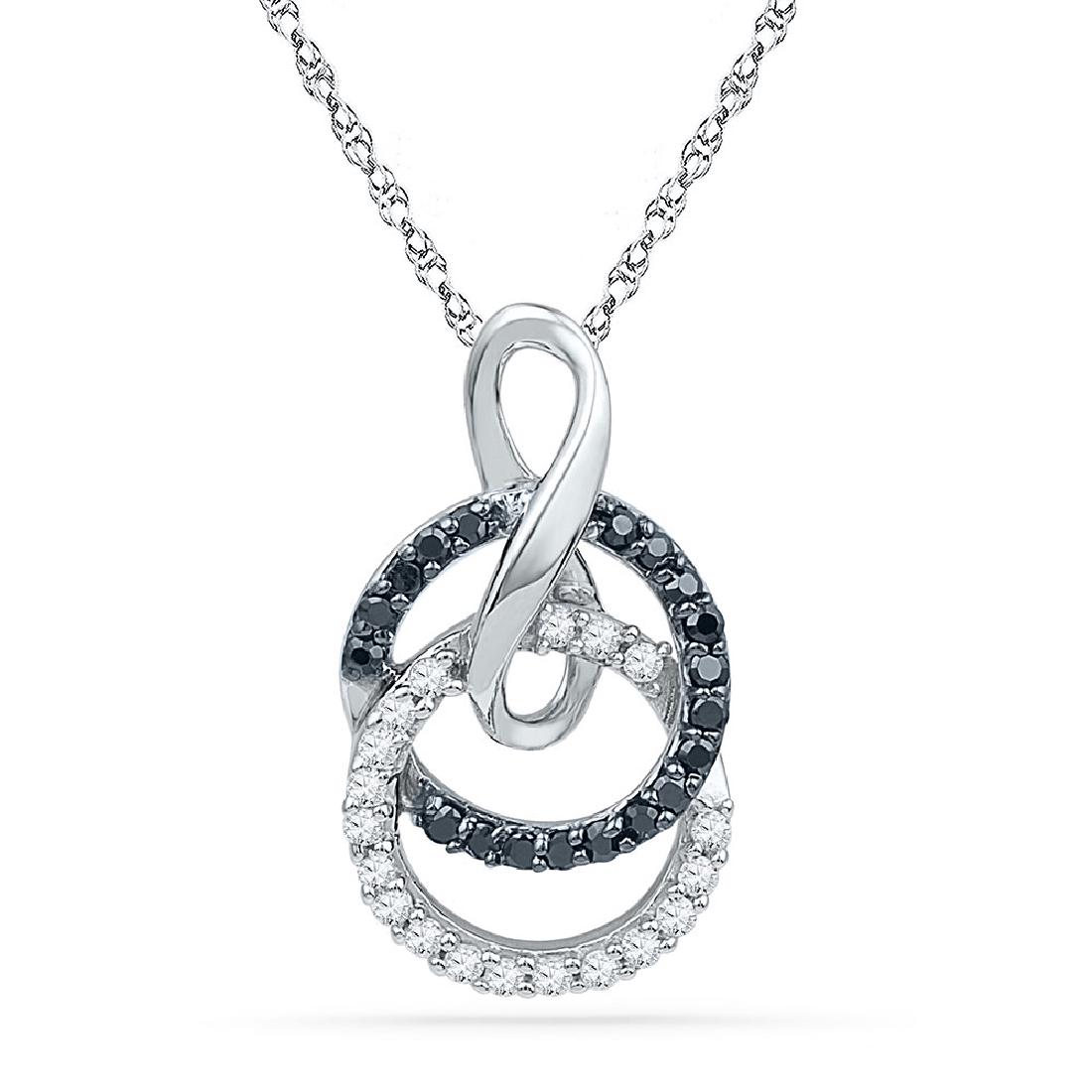 0.20 CTW Black Color Diamond Double Circle Pendant 10KT: REF-14K9W- SKU: GD100975 ---- 0.20 CTW Black Color Diamond Double Circle Pendant 10KT White Gold Manufacturer's Suggested Retail Price: $590.00 Mainstone Type: Colored Black Diamond @ 0.10ct Mainstone