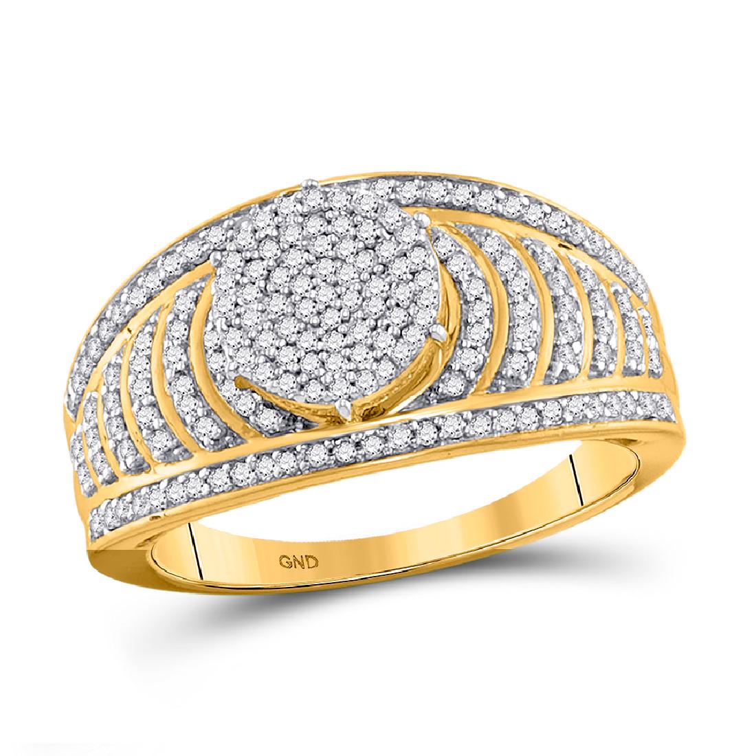 0.50 CTW Diamond Cluster Bridal Wedding Engagement Ring: REF-44M9H- SKU: GD115154 ---- 0.50 CTWDiamond Cluster Bridal Wedding Engagement Ring 10KT Yellow Gold Manufacturer's Suggested Retail Price: $1760.00 Mainstone Type: Diamond @ 0.50ct Mainstone Color: 