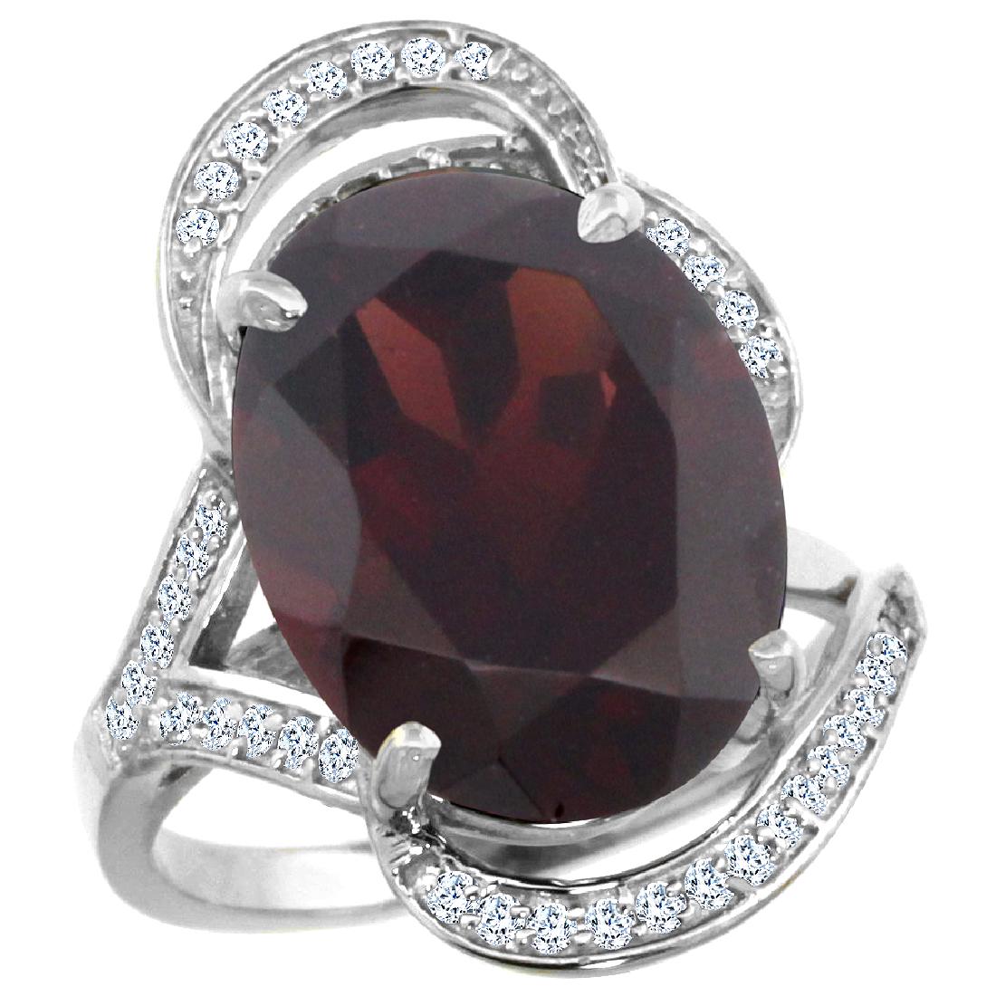 Natural 11.23 ctw garnet & Diamond Engagement Ring 14K: REF-118K9R ---- SKU:SC-R309971W10 ---- Manufacturer's Suggested Retail Price - $3600.00 ---- Natural 11.23 ctw garnet & Diamond Engagement Ring 14K White Gold Gemstone: Natural Oval-shape garnet @ 11 