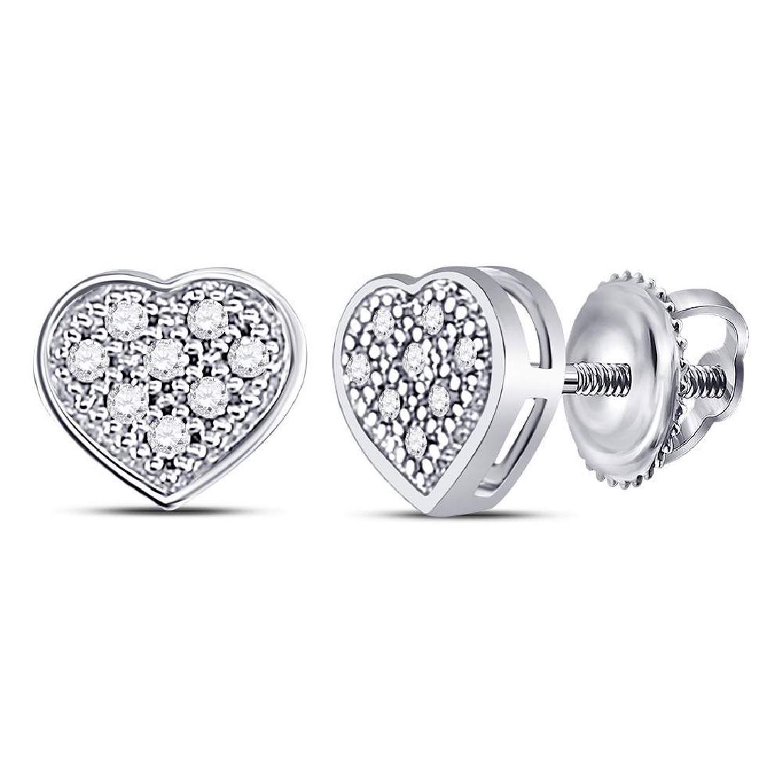 0.05 CTW Diamond Heart Screwback Earrings 10KT White: REF-6M6H- SKU: GD50201 ---- 0.05 CTW Diamond Heart Screwback Earrings 10KT White Gold Manufacturer's Suggested Retail Price: $260.00 Mainstone Type: Diamond @ 0.05ct Mainstone Color: J-K Mainstone Cla