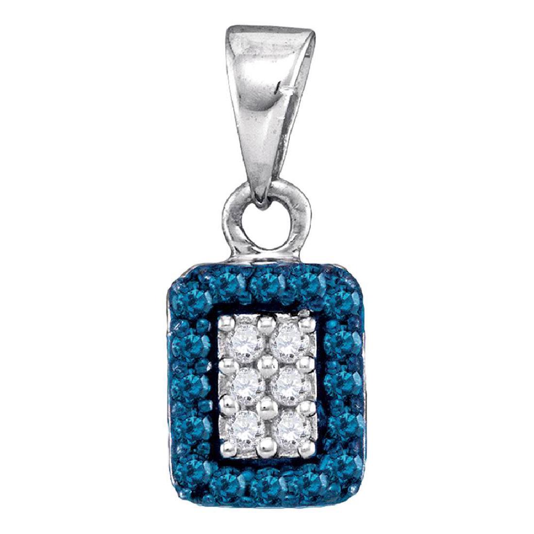 0.20 CTW Blue Color Diamond Rectangle Cluster Pendant: REF-9X7Y- SKU: GD89048 ---- 0.20 CTW Blue Color Diamond Rectangle Cluster Pendant 10KT White Gold Manufacturer's Suggested Retail Price: $380.00 Mainstone Type: Colored Blue Diamond @ 0.07ct Mainstone