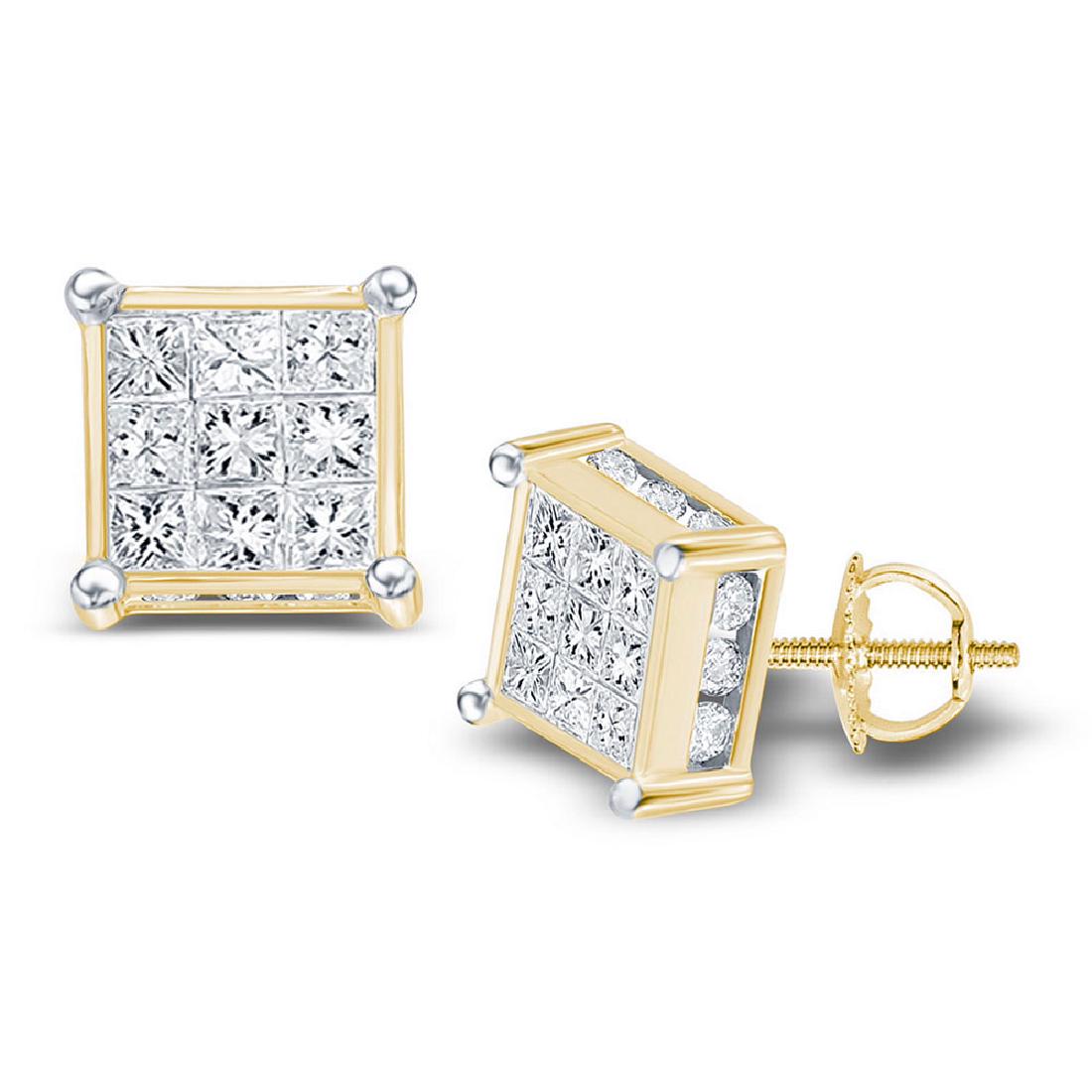 0.51 CTW Princess Diamond Square Cluster Stud Earrings: REF-37X5Y- SKU: GD112316 ---- 0.51 CTW Princess Diamond Square Cluster Stud Earrings 14KT Yellow Gold Manufacturer's Suggested Retail Price: $1470.00 Mainstone Type: Diamond @ 0.29ct Mainstone Color: