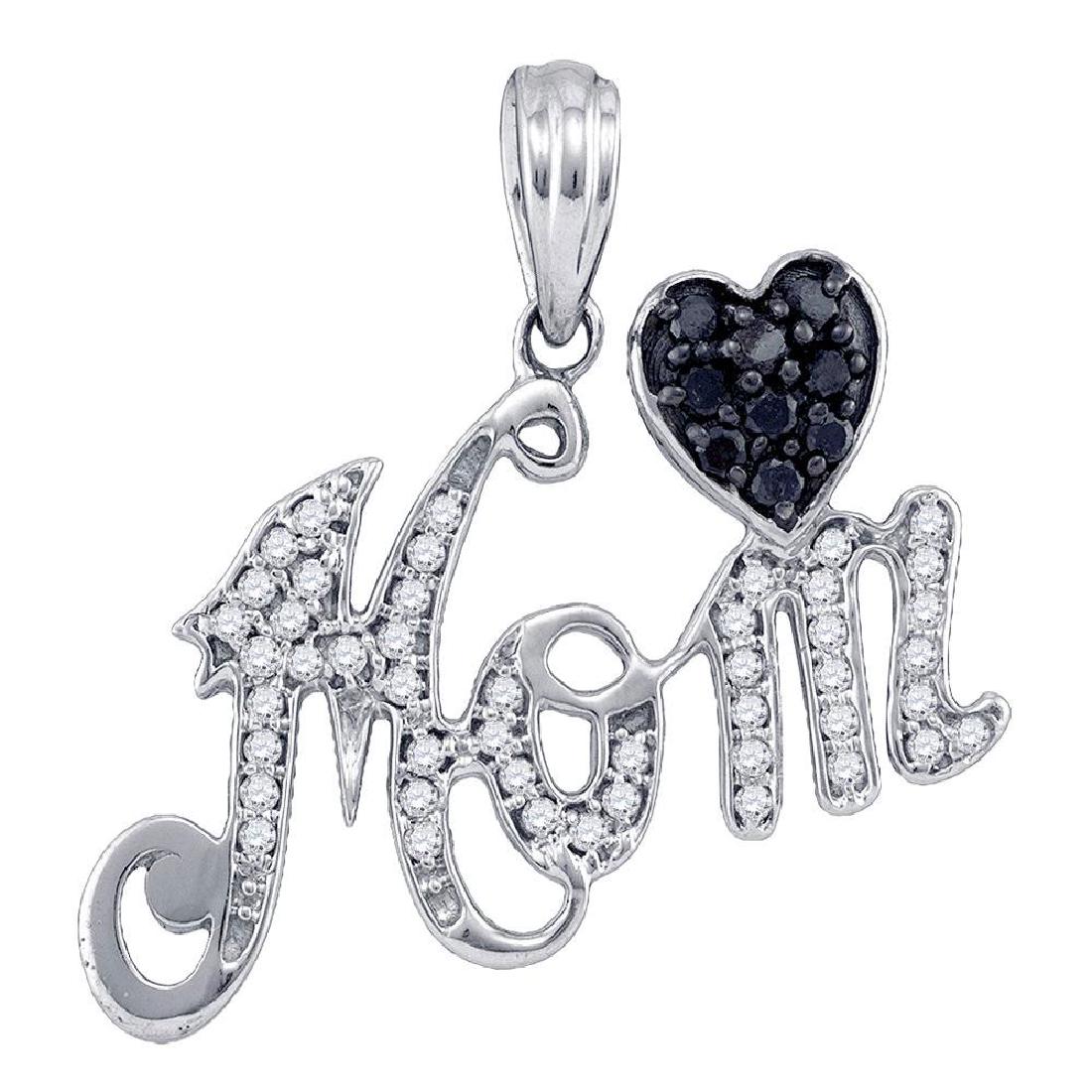 0.23 CTW Black Color Diamond Mom Mother Heart Pendant: REF-22M4H- SKU: GD62232 ---- 0.23 CTW Black Color Diamond Mom Mother Heart Pendant 10KT White Gold Manufacturer's Suggested Retail Price: $880.00 Mainstone Type: Colored Black Diamond @ 0.10ct Mainsto