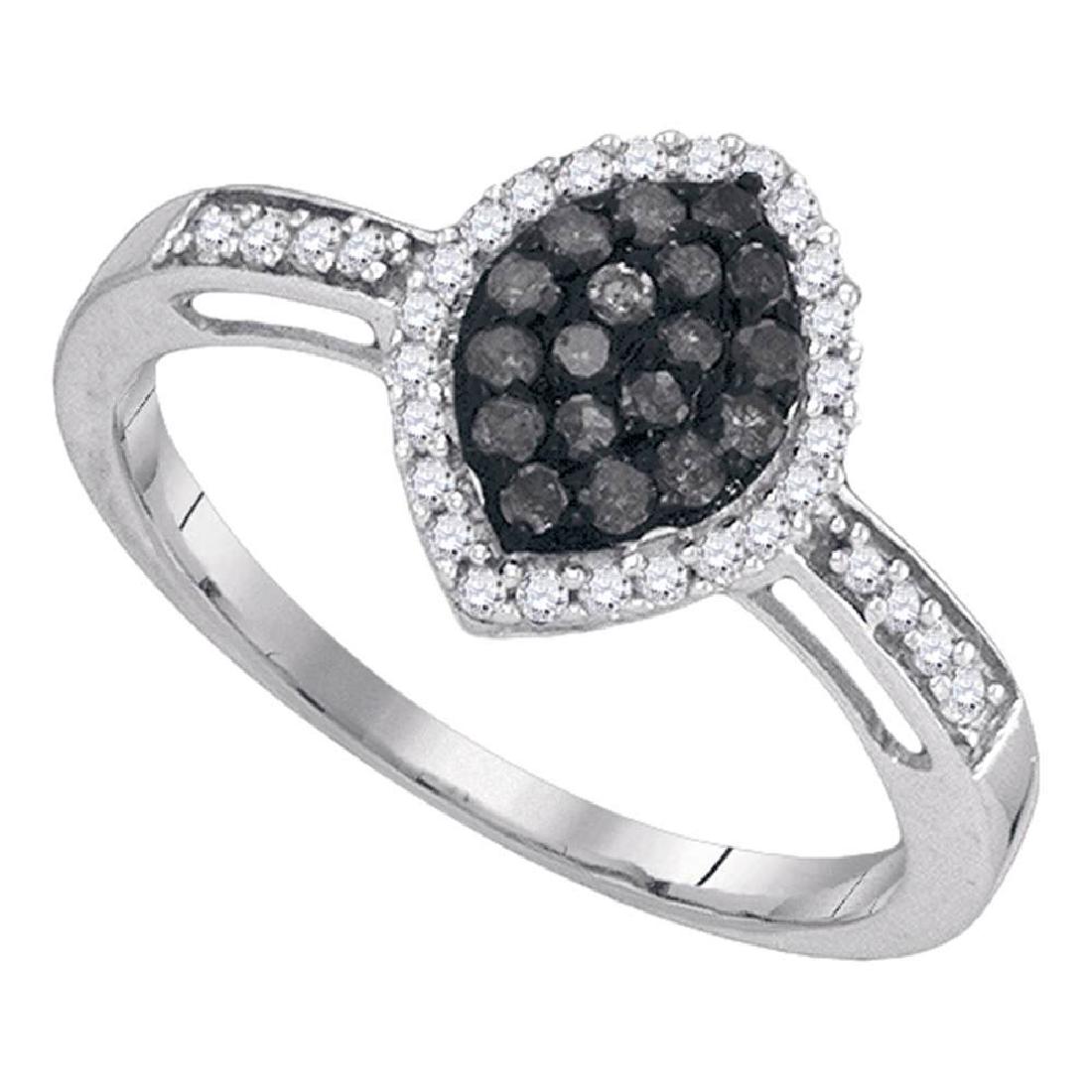 0.33 CTW Black Color Diamond Oval Cluster Ring 10KT: REF-18F2N- SKU: GD89515 ---- 0.33 CTW Black Color Diamond Oval Cluster Ring 10KT White Gold Manufacturer's Suggested Retail Price: $710.00 Mainstone Type: Colored Black Diamond @ 0.17ct Mainstone Colo