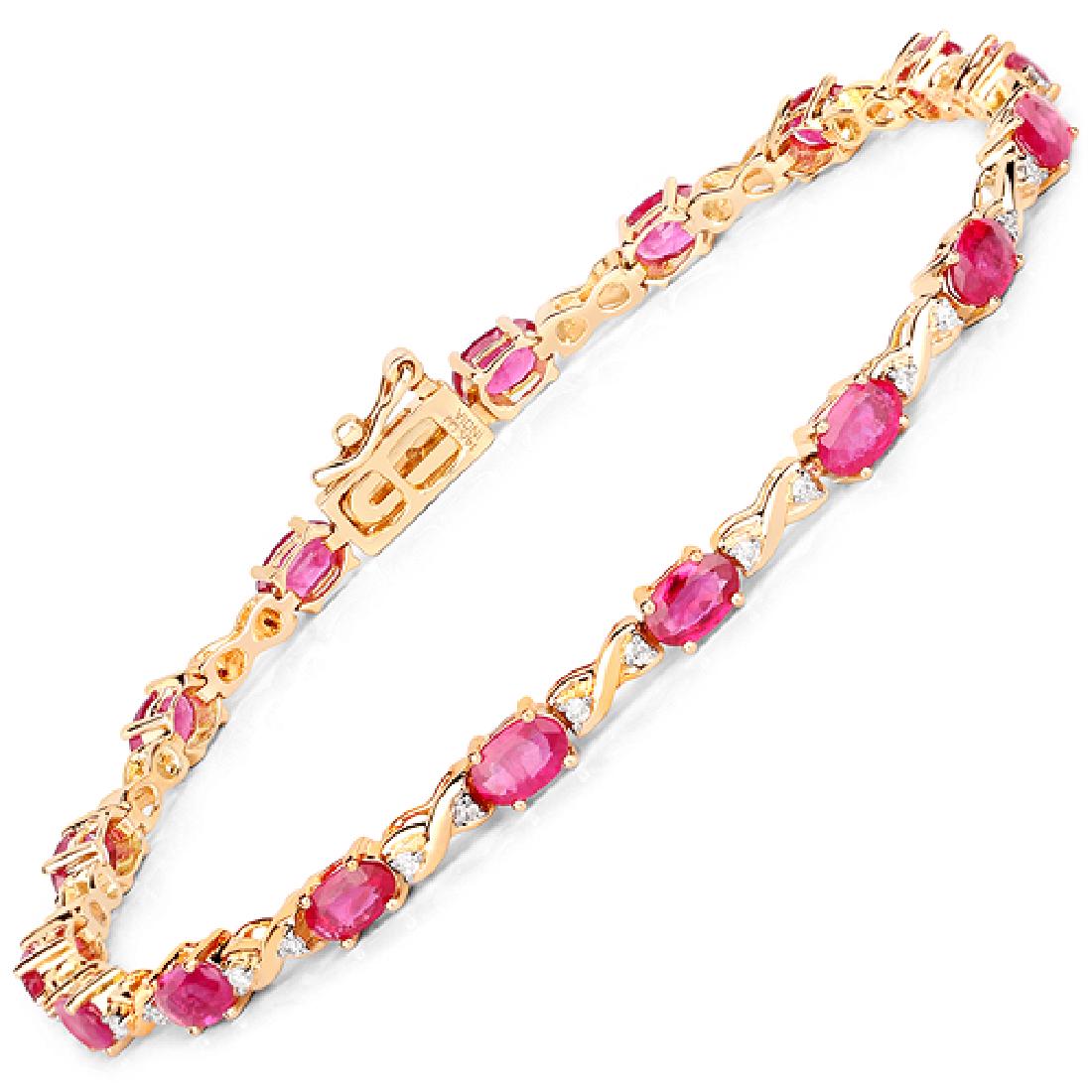4.46 CTW Ruby & Diamond Bracelet 14K Yellow Gold -: REF-113K6W ---- 4.46 CTW Ruby & Diamond Bracelet 14K Yellow Gold Manufacturer's Suggested Retail Price: $ 4000.00 Metal Type: 14K Yellow Gold Setting: prong Item: Bracelet Finish: Fine Finish 14K