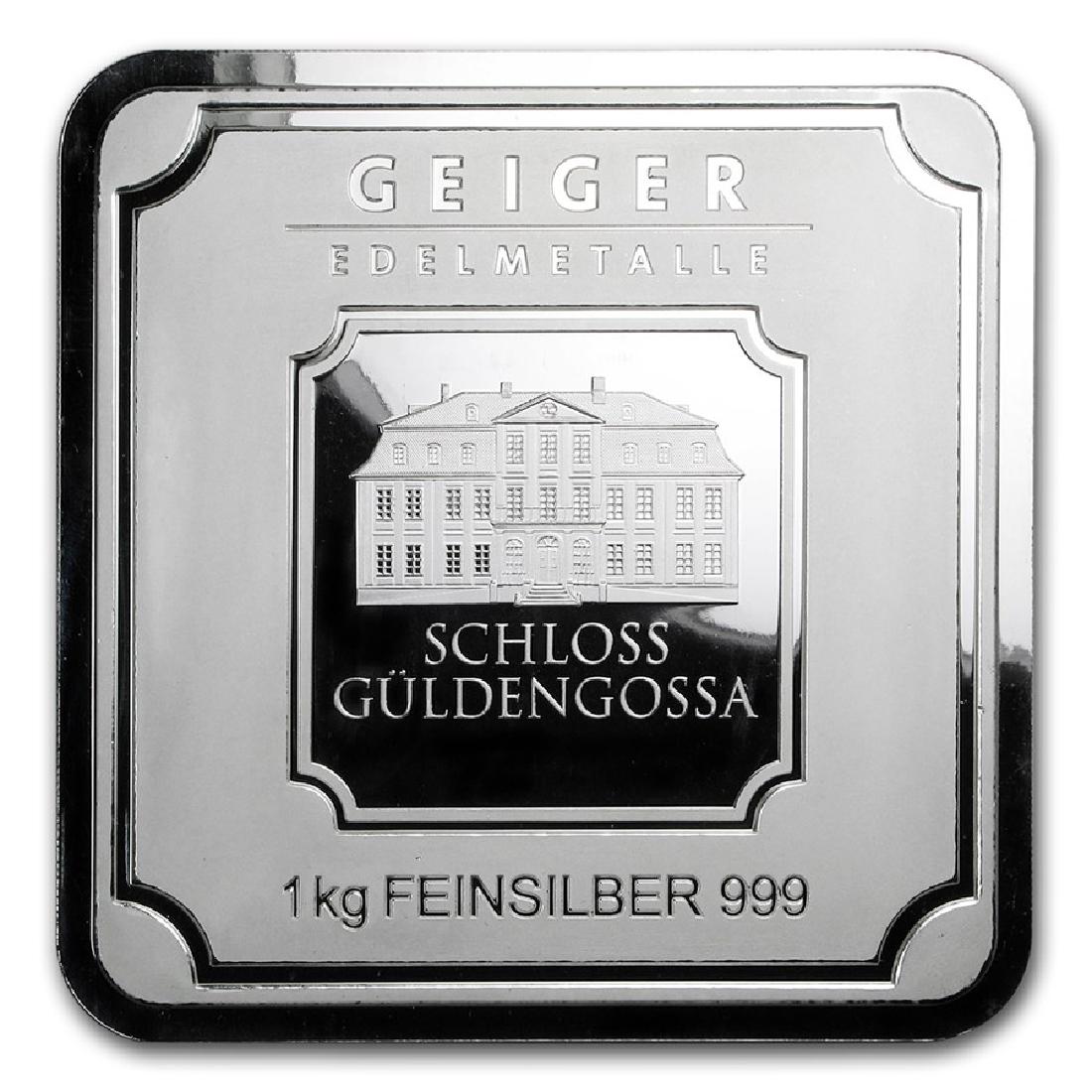 Genuine 1 kilo 0.999 Fine Silver Bar - Geiger Security: SKU: 155916 - One piece Genuine 1 kilo 0.999 Fine Silver Bar - Geiger Security Series comes in Assay