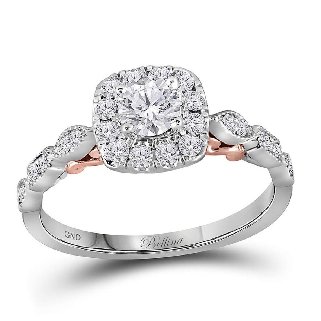 0.74 CTW Diamond Solitaire Bellina Bridal Engagement: REF-104W9K- SKU: GD118418 ---- 0.74 CTW Diamond Solitaire Bellina Bridal Engagement Ring 14KT Two-tone Gold Manufacturer's Suggested Retail Price: $4120.00 Mainstone Type: Diamond @ 0.30ct Mainstone C