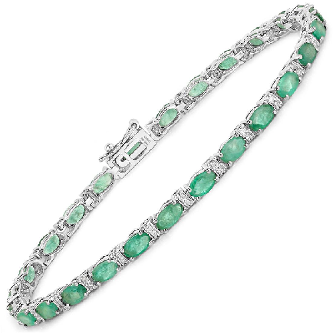 5.21 CTW Zambian Emerald & Diamond Bracelet 14K White: REF-130N2U ---- 5.21 CTW Zambian Emerald & Diamond Bracelet 14K White Gold Manufacturer's Suggested Retail Price: $ 4600.00 Metal Type: 14K White Gold Setting: Prong Item Bracelet Finish Fine Finish 1