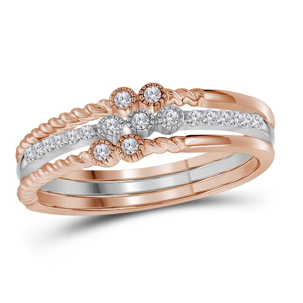 0.14 CTW Diamond Milgrain Stackable 3-Piece Ring 10KT: REF-26X9Y- SKU: GD114458 ---- 0.14 CTW Diamond Milgrain Stackable 3-Piece Ring 10KT Two-tone Gold Manufacturer's Suggested Retail Price: $1060.00 Mainstone Type: Diamond @ 0.14ct Mainstone Color: J-K 