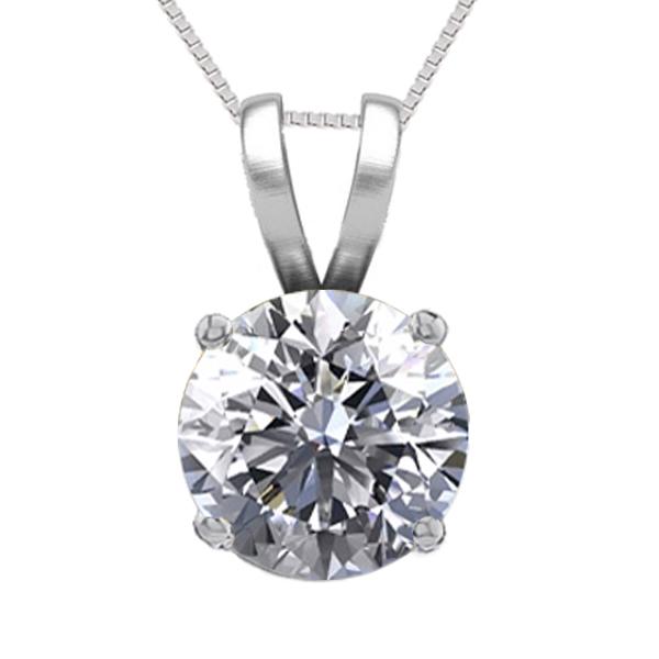 14K White Gold 0.52 ct Natural Diamond Solitaire: REF-115X5F ---- WJ13281 ----- Manufacturer's Suggested Retail Price: $4800.00 ----- 14K White Gold Jewelry 0.52 ct Natural Diamond Solitaire Necklace ----- Diamond: 1 Round cut @ 0.52 ct Minimum Diamo