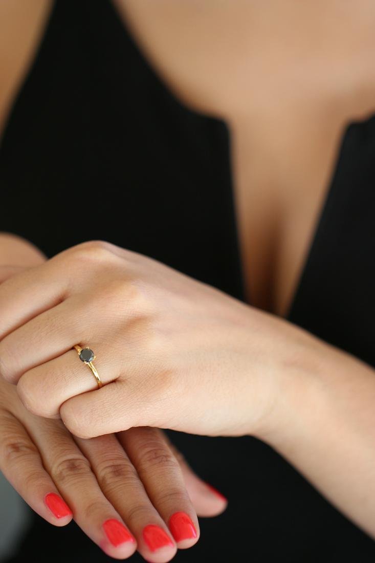 Natural 0.53 ctw Black Diamond Solitaire Ring 14K: REF-20Y6Z ---- Natural 0.53 ctw Black Diamond Solitaire Ring 14K Yellow Gold ---- Manufacturer's Suggested Retail Price: $900 Stone1 Weight: 0.53CT Stone1 Type: Black Diamond Stone1 Color: Black Stone