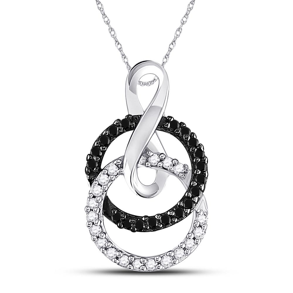 0.20 CTW Black Color Diamond Double Circle Pendant 10KT: REF-14K9W- SKU: GD100975 ---- 0.20 CTW Black Color Diamond Double Circle Pendant 10KT White Gold Manufacturer's Suggested Retail Price: $590.00 Mainstone Type: Colored Black Diamond @ 0.10ct Mainstone