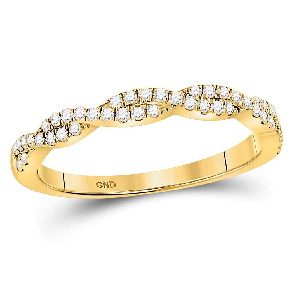 0.24 CTW Diamond Woven Stackable Ring 10KT Yellow Gold: REF-26K9W- SKU: GD118243 ---- 0.24 CTW Diamond Woven Stackable Ring 10KT Yellow Gold Manufacturer's Suggested Retail Price: $1060.00 Mainstone Type: Diamond @ 0.24ct Mainstone Color: H-I Mainstone Cla