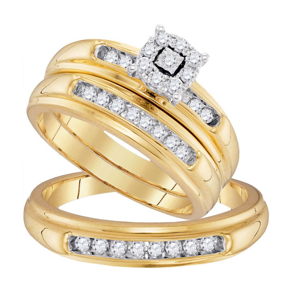 0.43 CTW Diamond Solitaire 3-Ring Set 10K Yellow Gold -: REF-54F5N - SKU: GD96751 ---- 0.43 CTW Diamond Solitaire 3-Ring Set 10K Yellow Gold - REF-54F5N Manufacturer's Suggested Retail Price: $1995.00 Mainstone Type: Diamond @ 0.43 ctw Mainstone Color: I-J 