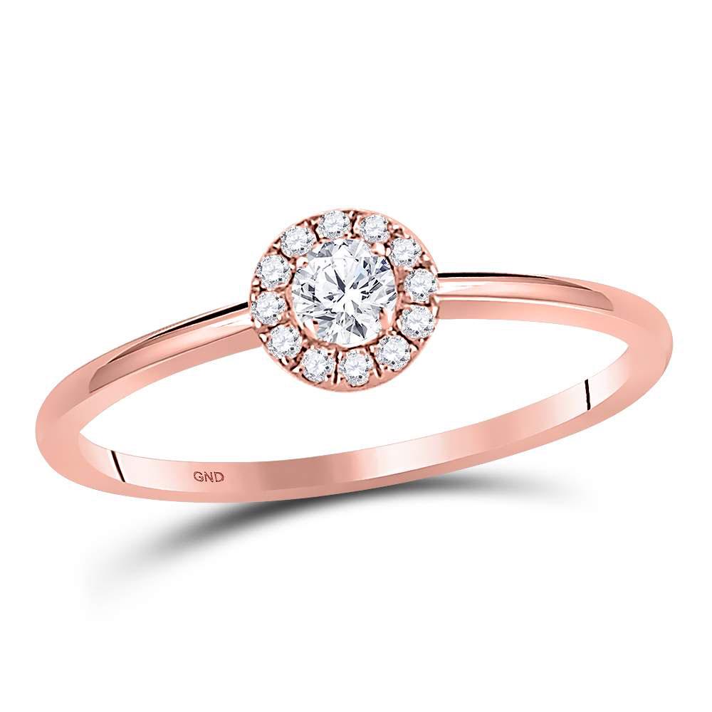0.18 CTW Diamond Halo Solitaire Ring 10K Rose Gold -: REF-30A5V - SKU: GD119484 ---- 0.18 CTW Diamond Halo Solitaire Ring 10K Rose Gold - REF-30A5V Manufacturer's Suggested Retail Price: $1115.00 Mainstone Type: Diamond @ 0.18 ctw Mainstone Color: H-I Ma
