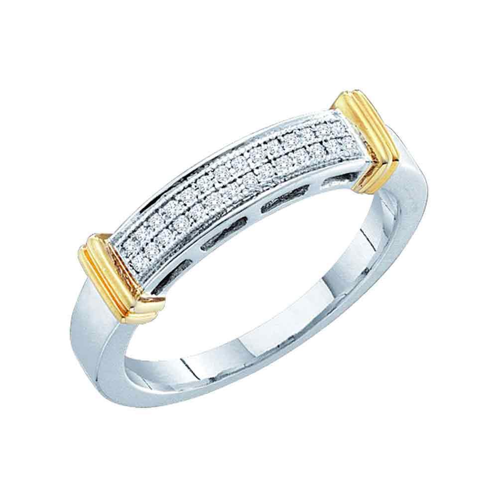 0.08 CTW Diamond Micro-Pave Ring 10K 2-tone Gold -: REF-16X2R - SKU: GD50363 ---- 0.08 CTW Diamond Micro-Pave Ring 10K 2-tone Gold - REF-16X2R Manufacturer's Suggested Retail Price: $585.00 Mainstone Type: Diamond @ 0.08 ctw Mainstone Color: J-K Mainst