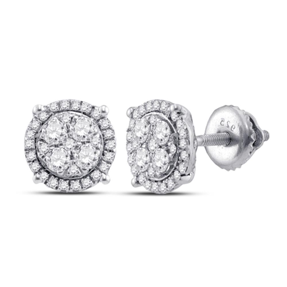 Diamond Circle Cluster Earrings 1/4 Cttw 10kt White: REF-21Y8X - SKU: GD113313 ---- Diamond Circle Cluster Earrings 1/4 Cttw 10kt White Gold Gemstone Details 1/4 Carats total weightAll diamonds are natural and conflict-free in origin