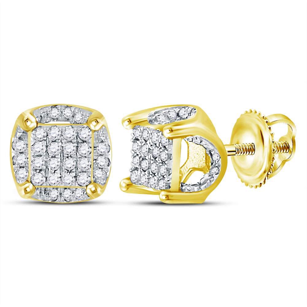 Mens Diamond Cluster Stud Earrings 1/5 Cttw 10kt Yellow: REF-13R6K - SKU: GD94236 ---- Mens Diamond Cluster Stud Earrings 1/5 Cttw 10kt Yellow Gold Gemstone Details 1/5 Carats total weightAll diamonds are natural and conflict-free in origin<