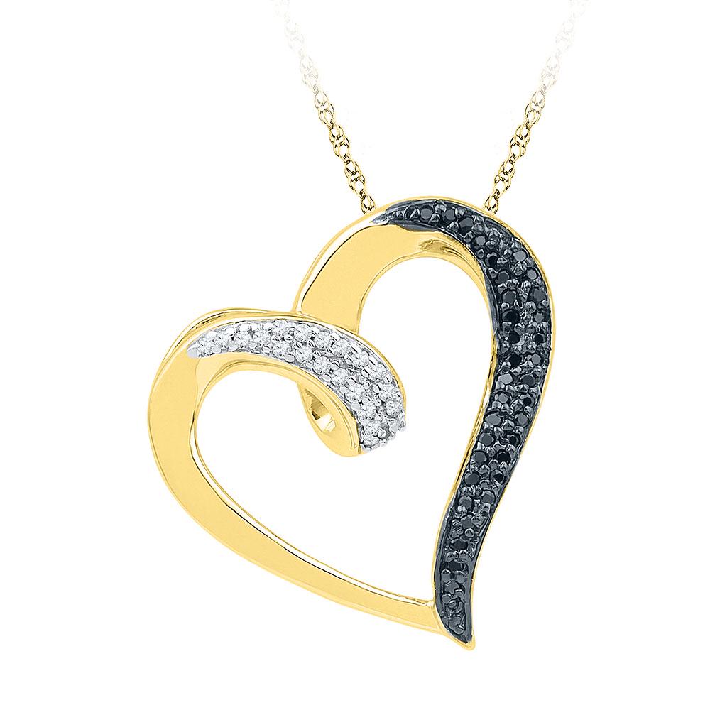 Round Black Color Enhanced Diamond Heart Pendant 1/6: REF-16F4N - SKU: GD97497 ---- Round Black Color Enhanced Diamond Heart Pendant 1/6 Cttw 10kt Yellow Gold Gemstone Details 1/6 Carats total weight All diamonds are natural and conflict-f
