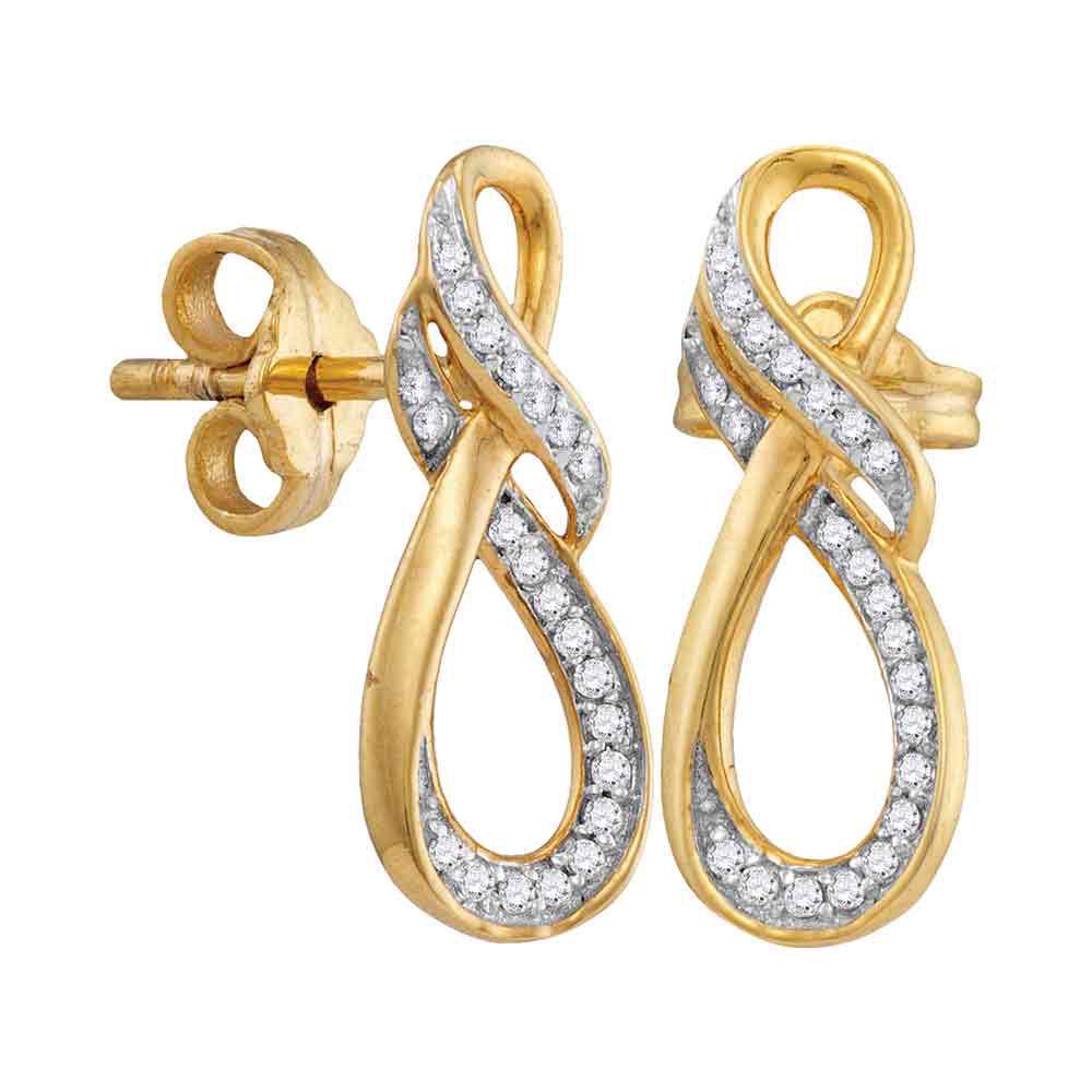 Diamond Infinity Screwback Earrings 1/6 Cttw 10kt: REF-13A6V - SKU: GD105904 ---- Diamond Infinity Screwback Earrings 1/6 Cttw 10kt Yellow Gold Gemstone Details 1/6 Carats total weightAll diamonds are natural and conflict-free in origi