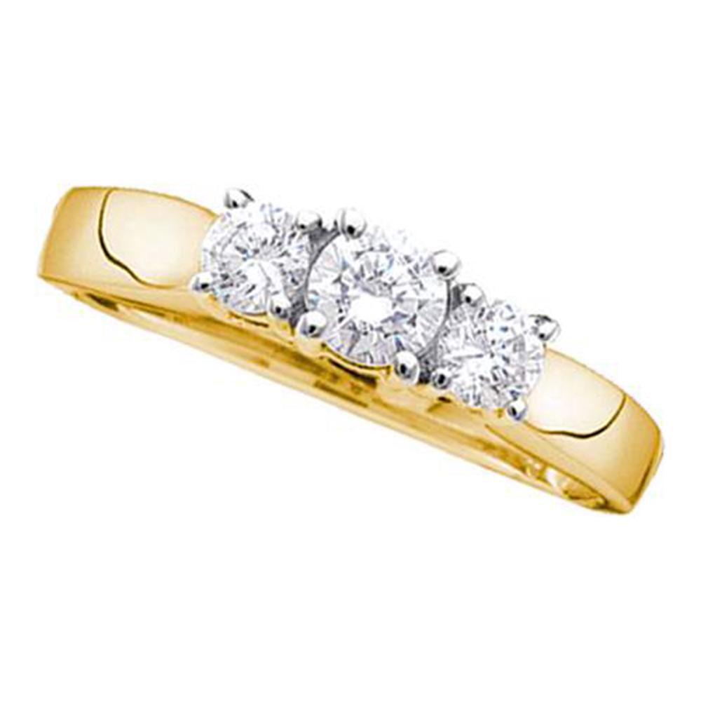 Diamond 3-stone Bridal Wedding Engagement Ring 1.00: REF-131A8V - SKU: GD11496 ---- Diamond 3-stone Bridal Wedding Engagement Ring 1.00 Cttw 14kt Yellow Gold Gemstone Details 1.00 Carats total weight --- 1/2 carat center solitaire All dia