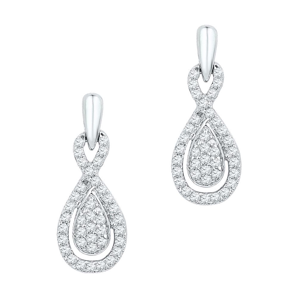 Diamond Oval-shape Dangle Screwback Earrings 1/3 Cttw: REF-25N5F - SKU: GD101916 ---- Diamond Oval-shape Dangle Screwback Earrings 1/3 Cttw 10k White Gold Gemstone Details 1/3 Carats total weightAll diamonds are natural and conflict-free i