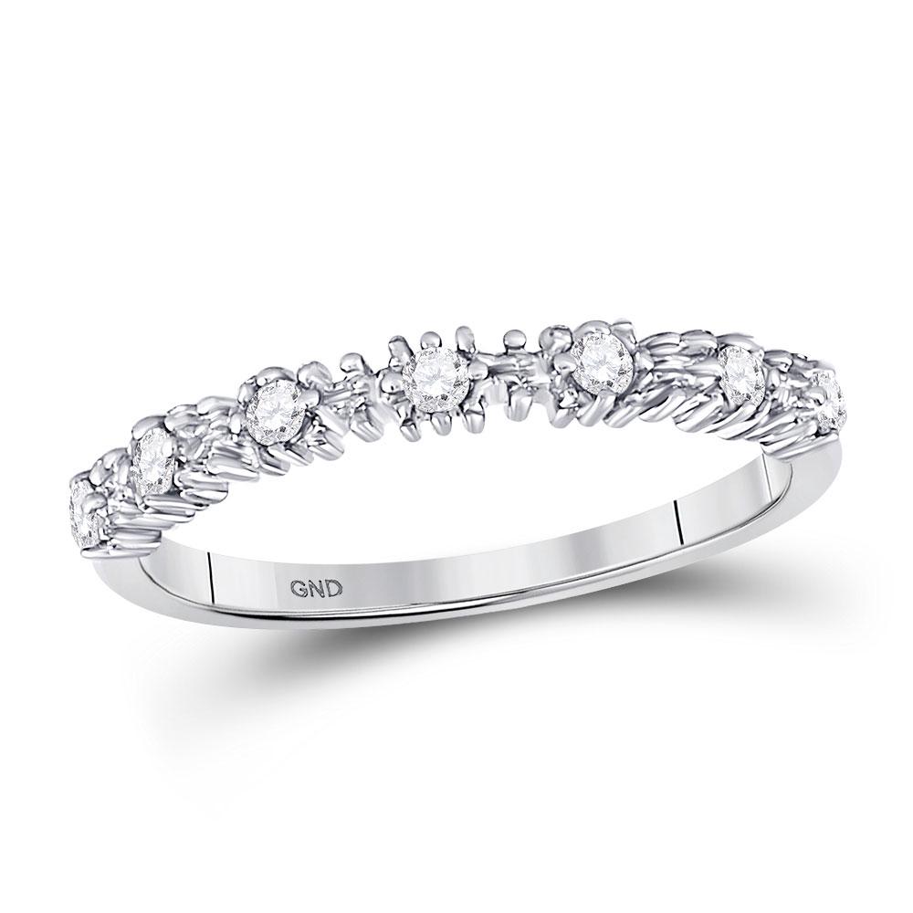 Diamond Stackable Band Ring 1/6 Cttw 10kt White Gold: REF-16F4N - SKU: GD128688 ---- Diamond Stackable Band Ring 1/6 Cttw 10kt White Gold Gemstone Details 1/6 Carats total weight All diamonds are natural and conflict-free in origin