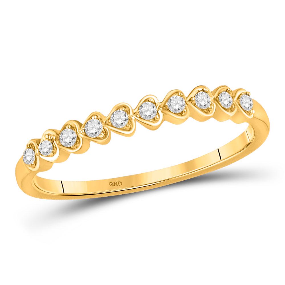 Diamond Heart Stackable Band Ring 1/10 Cttw 10kt Yellow: REF-12V7A - SKU: GD117016 ---- Diamond Heart Stackable Band Ring 1/10 Cttw 10kt Yellow Gold Gemstone Details 1/10 Carats total weight All diamonds are natural and conflict-free in origi