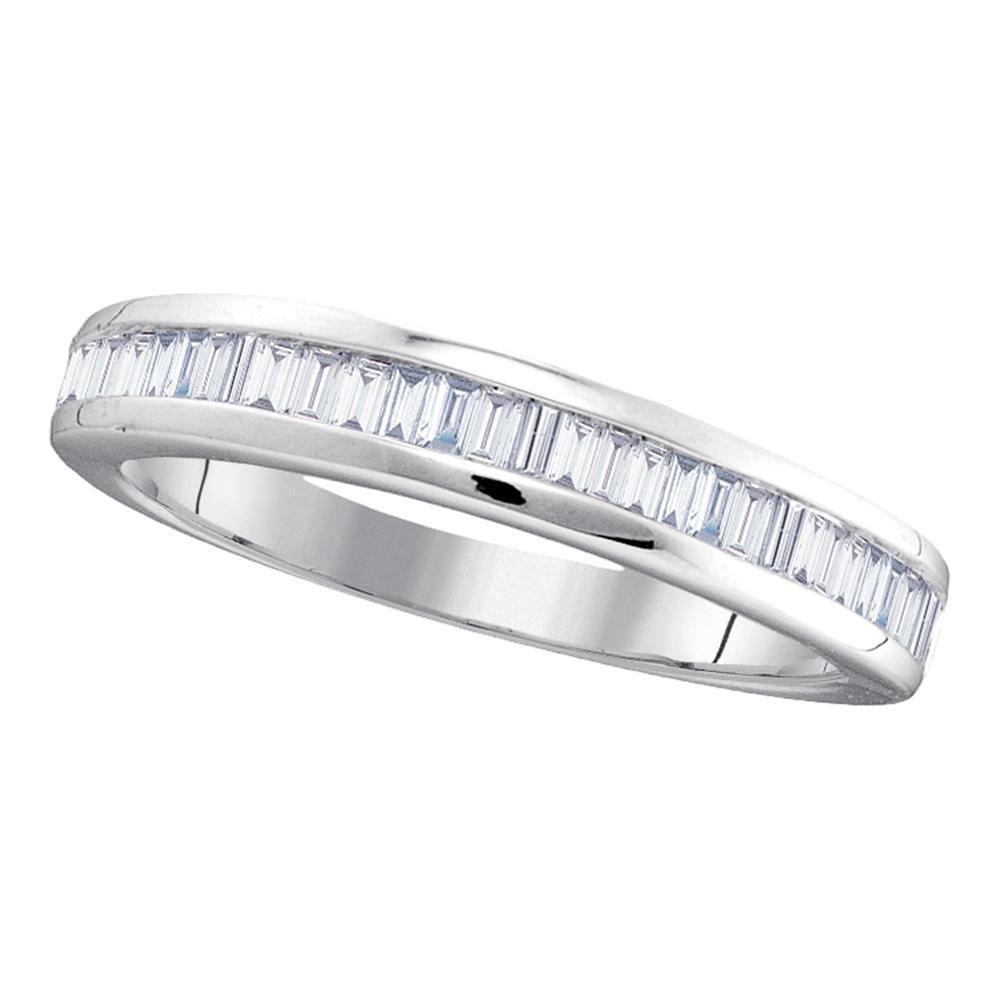 Baguette Diamond Wedding Anniversary Band 1/2 Cttw 10kt: REF-23K6R - SKU: GD7618 ---- Baguette Diamond Wedding Anniversary Band 1/2 Cttw 10kt White Gold Gemstone Details 1/2 Carats total weightAll diamonds are natural and conflict-free in or
