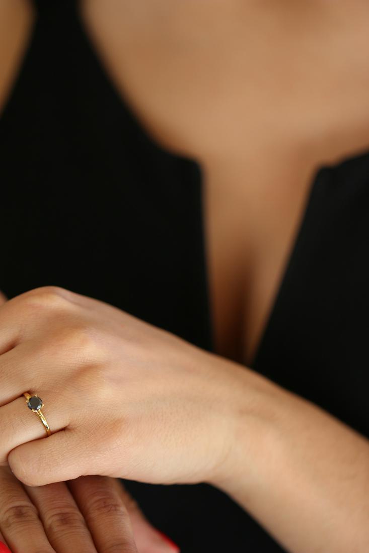 Natural 0.55 ctw Black Diamond Solitaire Ring 14K: REF-22R6K - SKU: RG80010 ---- Natural 0.55 ctw Black Diamond Solitaire Ring 14K Yellow Gold Manufacturer's Suggested Retail Price: $900 Stone1 Weight: 0.55CT Stone1 Type: Black Diamond Stone1 Color: B